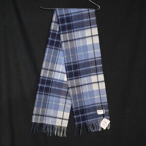 Edinburgh 100% Lambswool Tartan Scarf - Mill Check Eclipse - Blue Plaid 10" x 64
